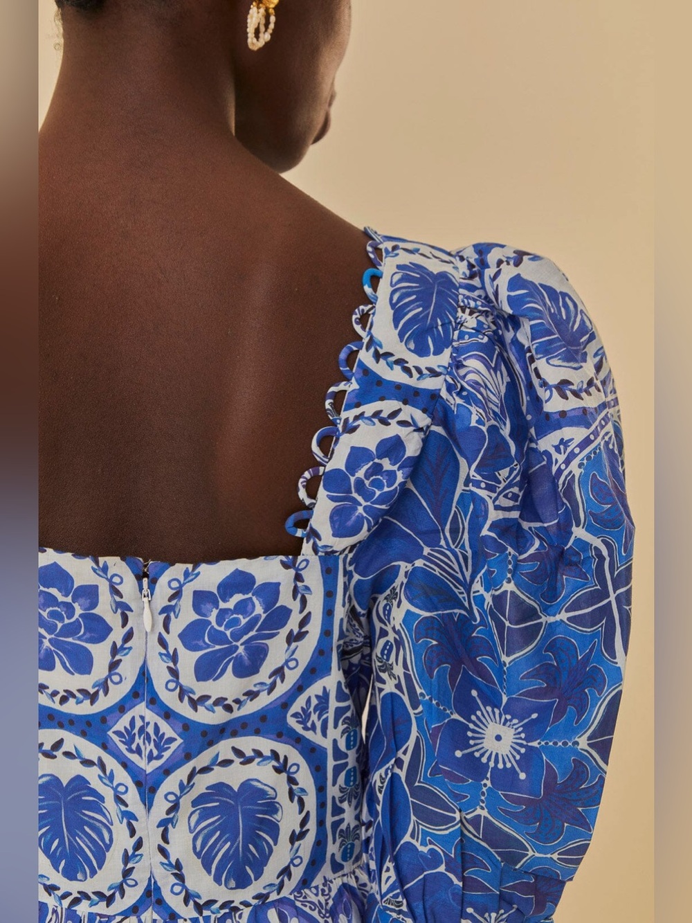 Farm Rio: Blue Tile Dream Short Sleeve
Blouse - Picture 6 of 10